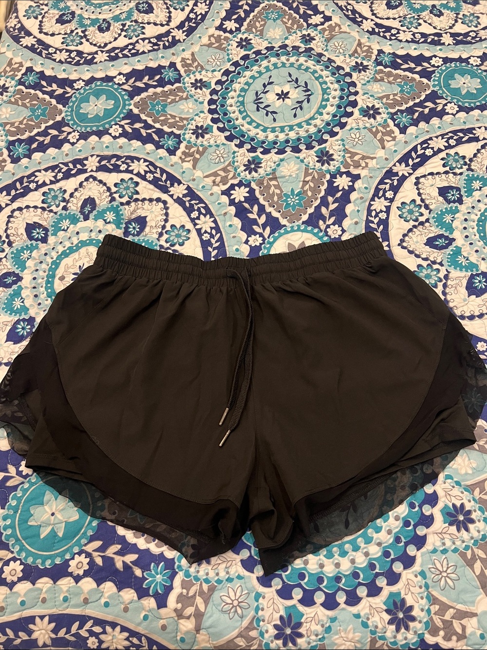 Women's Black Athletic Drawstring Running Shorts
